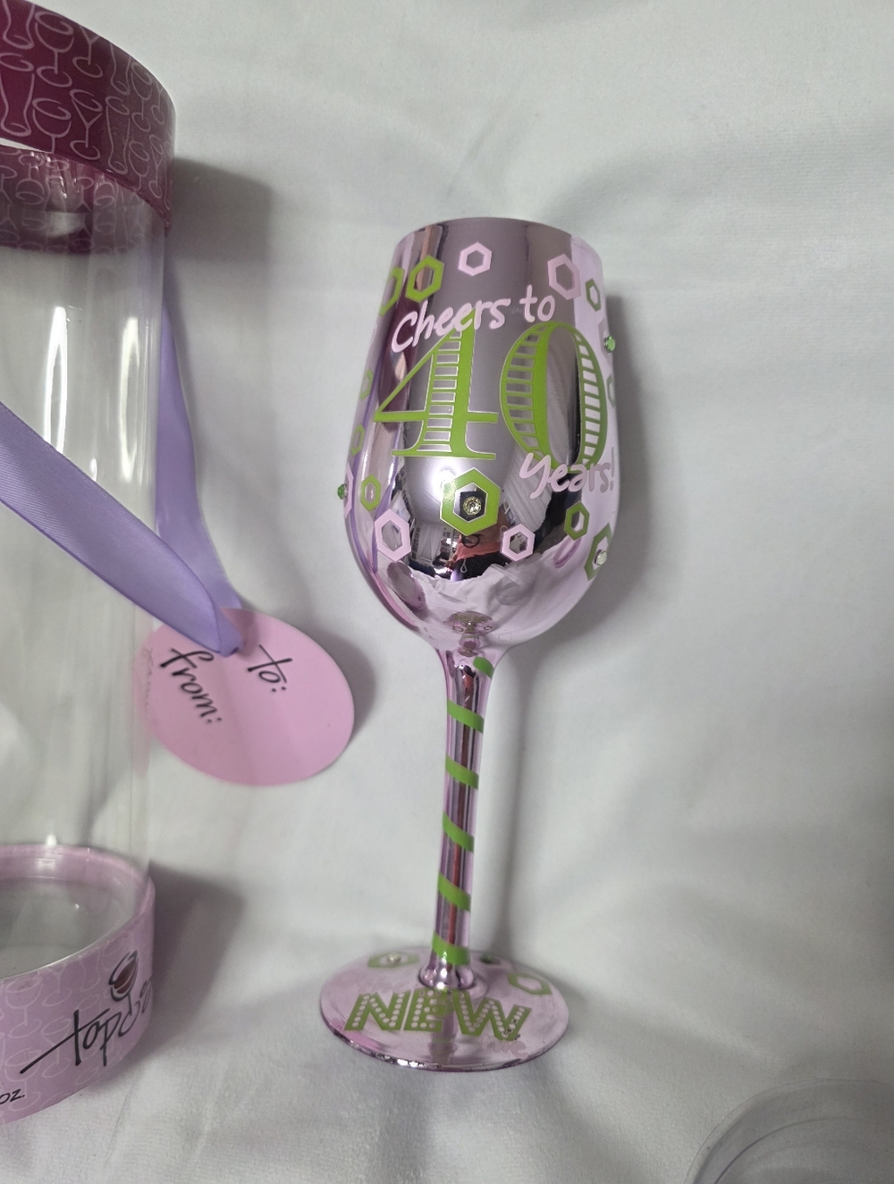 Top Shelf Cheers to 40 Years 15oz Stemmed Birthday Wine Glass In Box